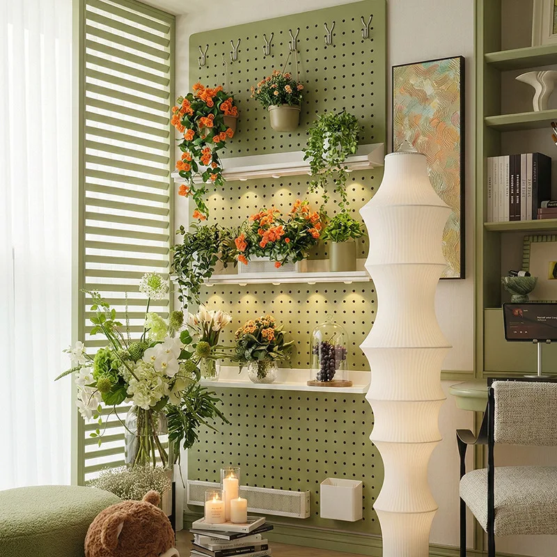 Green Plant Storage Hole Board Shelf Balcony Living Room Potted Plant Display Shelf Entrance Warehouse Gardening Tool Storage