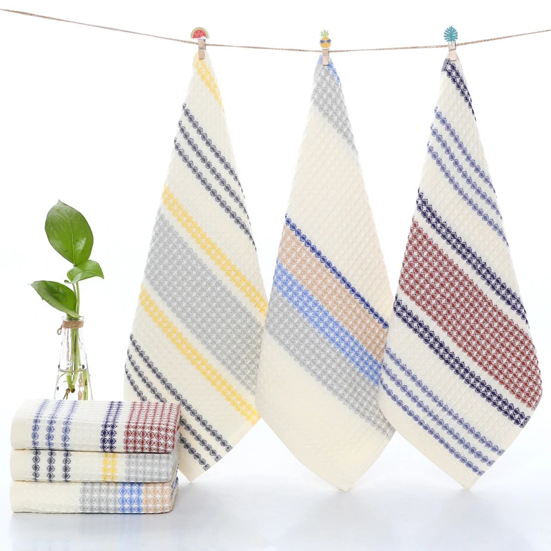 100% Cotton Striped Waffle Bath Towel 2