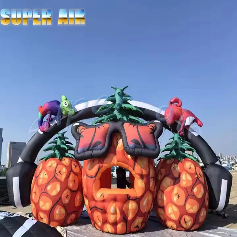 Arco di ananas gonfiabile per festival musicali all'aperto personalizzato alla moda per la decorazione scenica