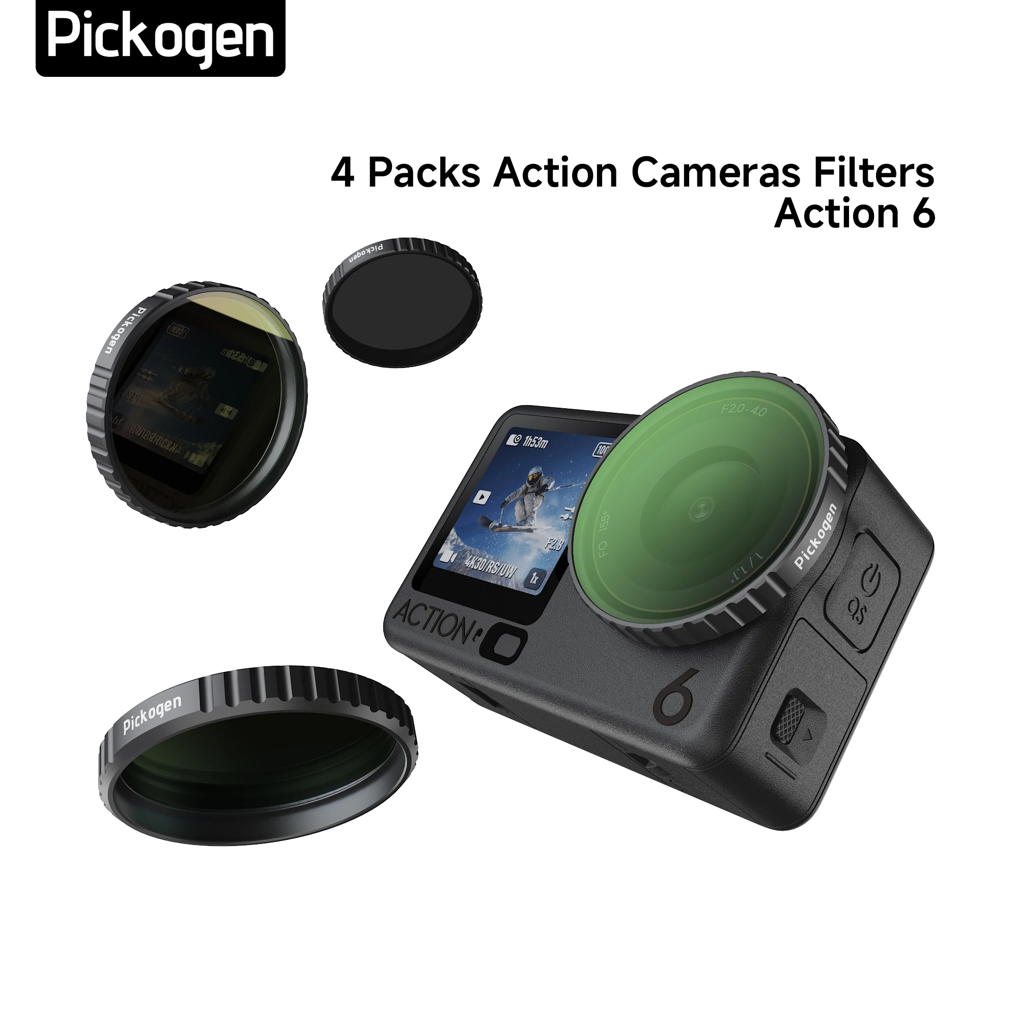 PICKOGEN CPL ND8 ND16 ND32 ND64クイックリリースレンズフィルター DJI OSMO Action 6用フィルターフレーム DJI Action 6用CPL NDフィルターセット