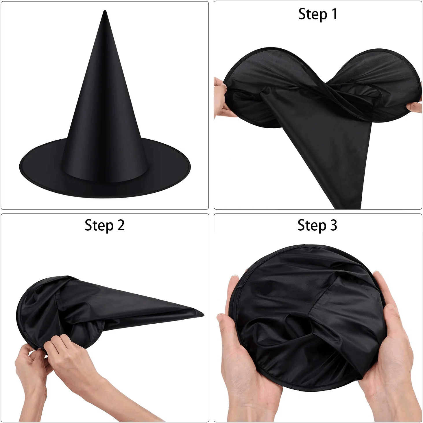 12pcs Halloween Witch Hat Cap Hanging Witch Hat Costume Accessory for Halloween Party Favor, Black