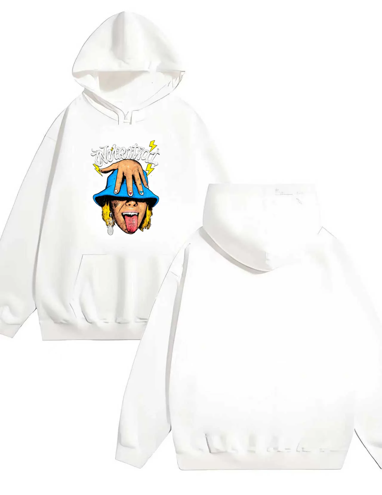 2025 New Men's and women's fashion loose 330G heavy-duty hooded sweatshirt with fashionable and trendy figure head letter print
