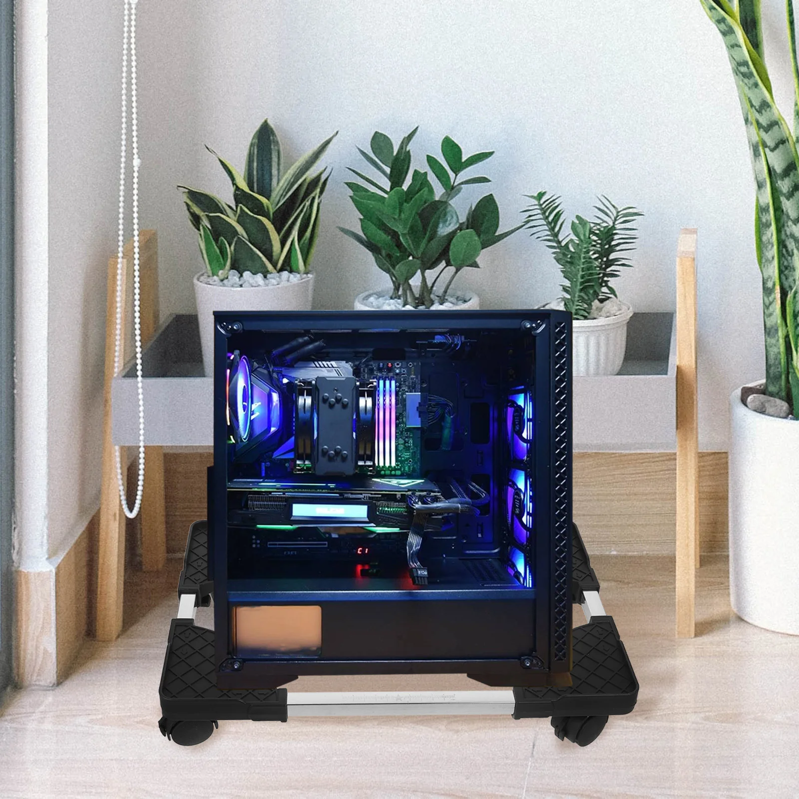 

Tower Stand With Casters Movable Cpu Holder For Home Office Pc Floor Stand Computer Tower Support Bracket Rolling Computer