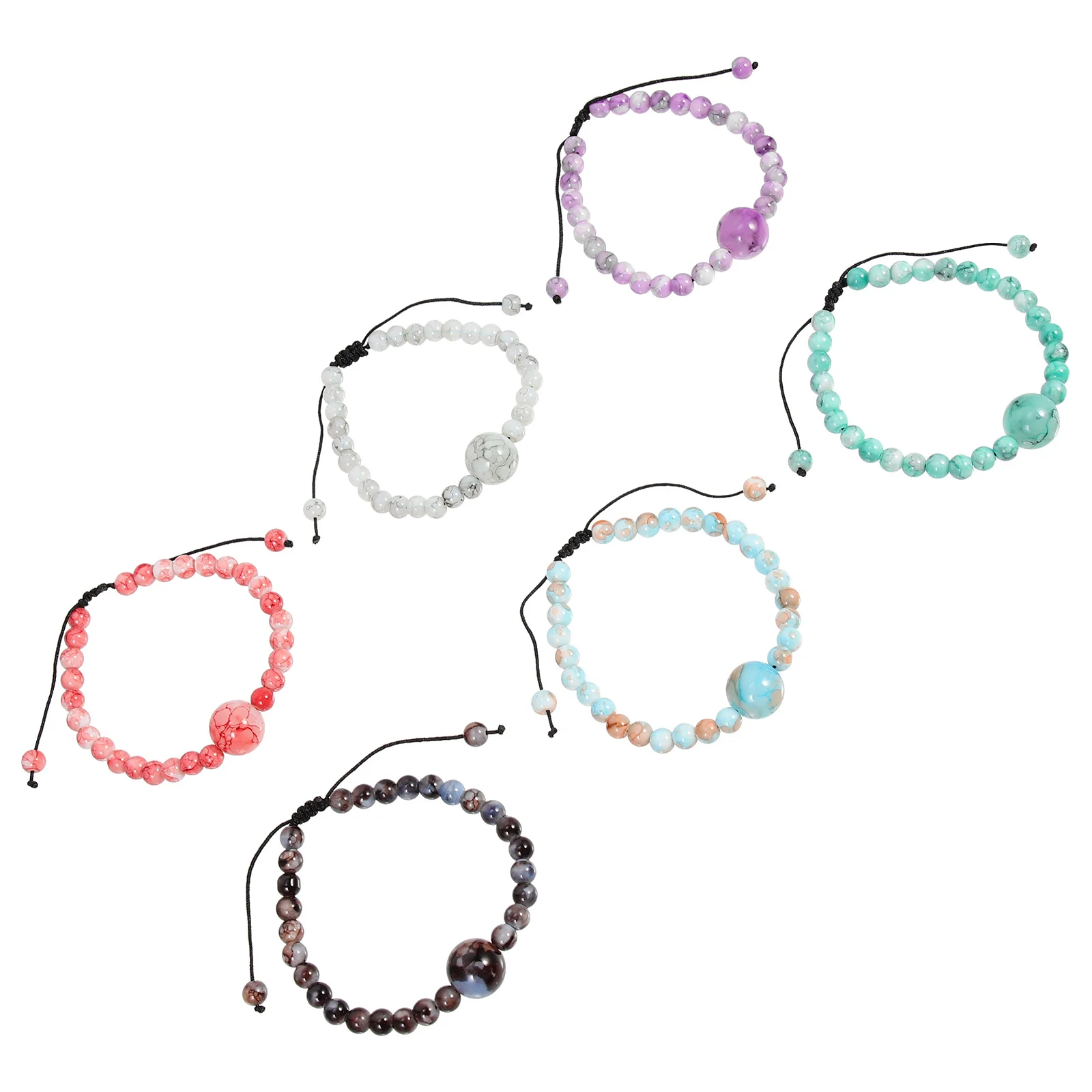 

6Pcs String Bracelet Set for Women Elegant Glass Beaded Wrist Chain Delicate Adjustable Bracelet Fashion Jewelry Gift