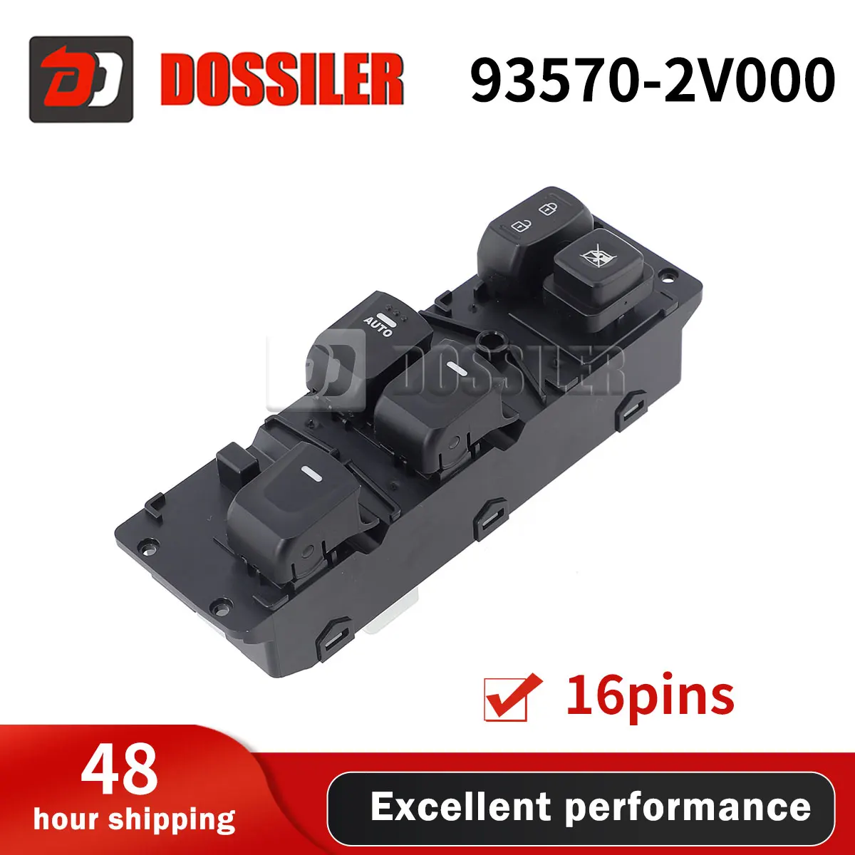 

93570-2V000 Dossiler new Master Window Switch Front Left Side fit for Hyundai Veloster 1.6L 2012-2017 16pin Black 935702V0004X