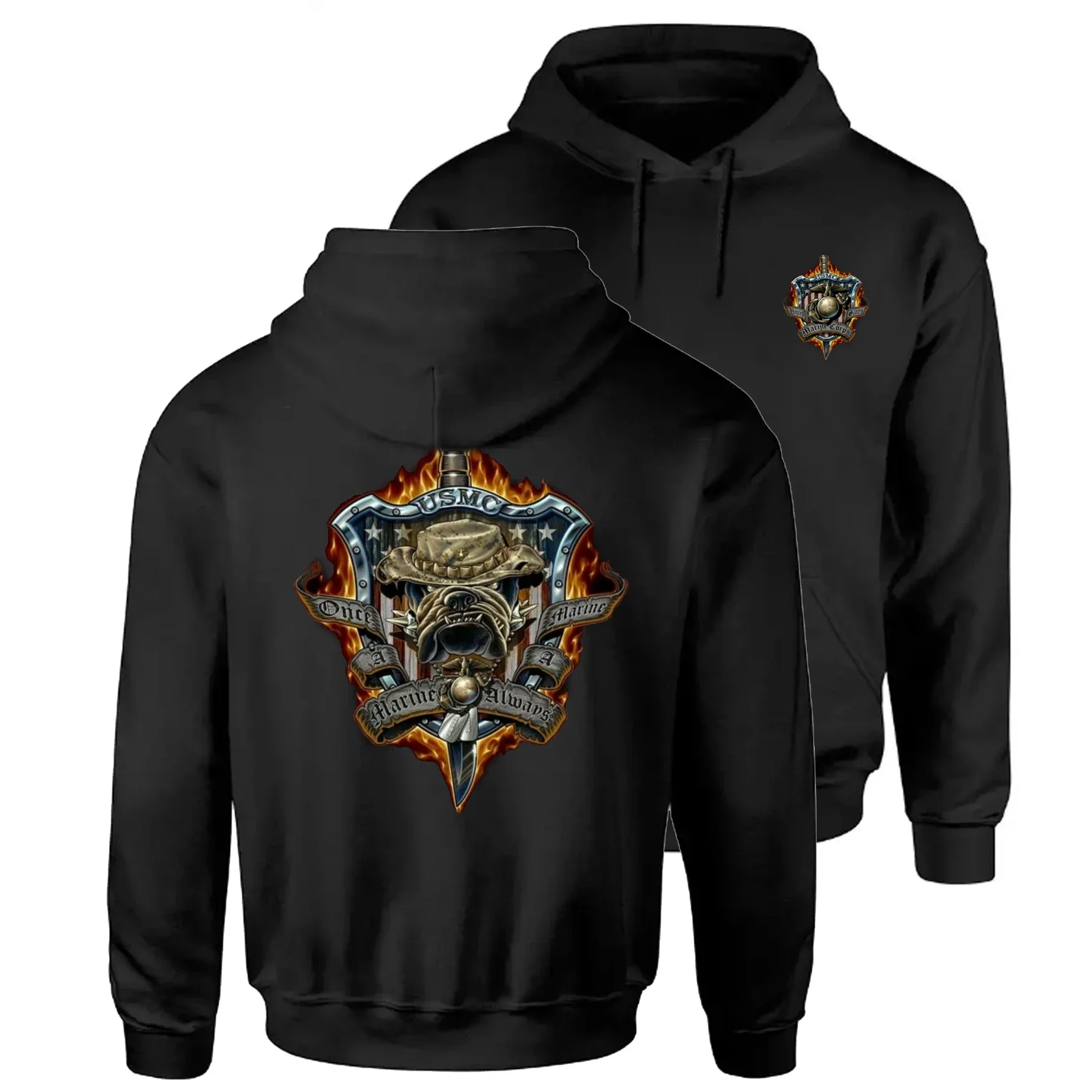 

US Marine Corps Devil Dog Alway A Marine Corps Grunt Pullover Hoodie Comfortable Cotton Casual Mens Sweatshirt Streetwear