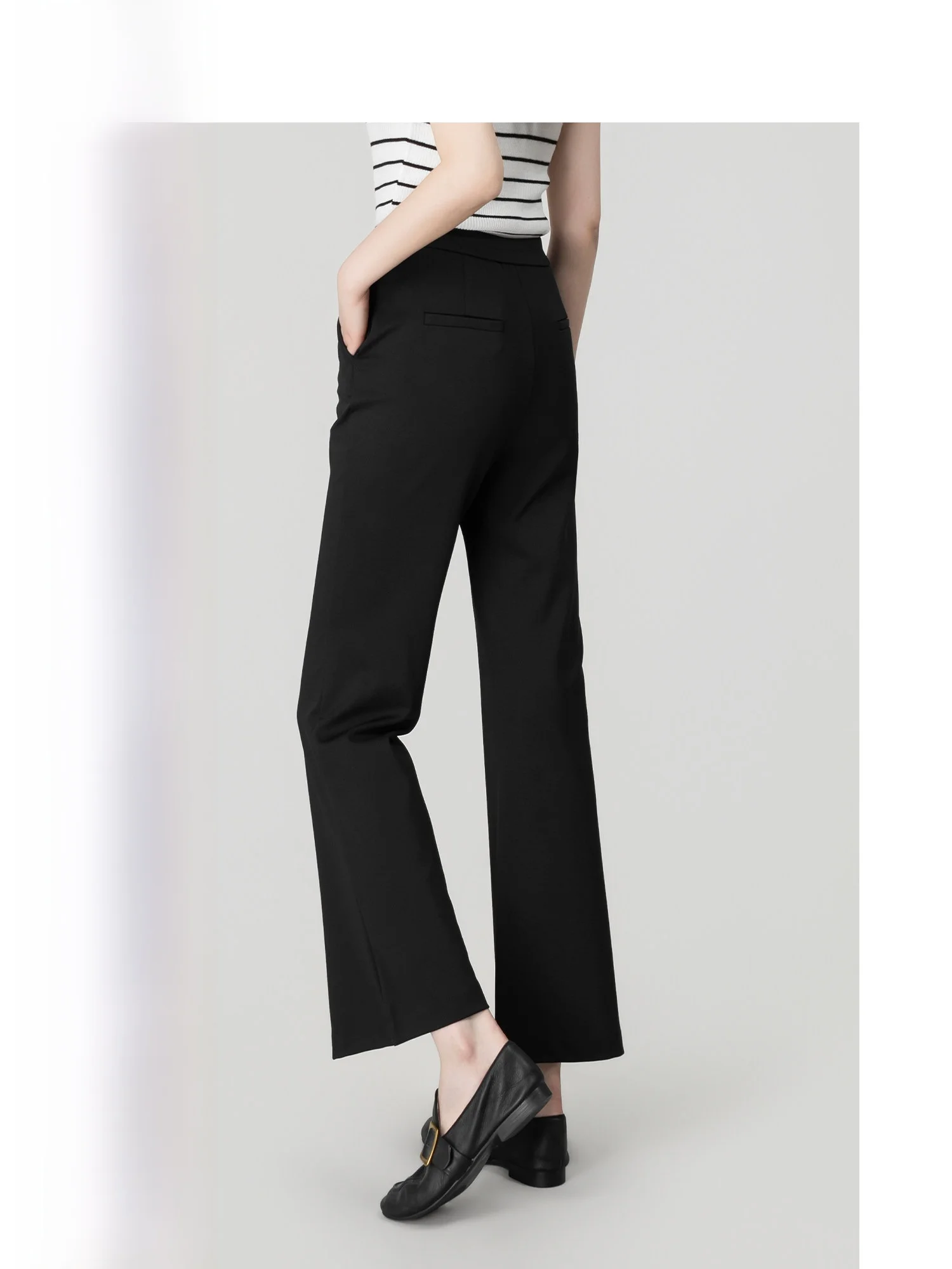 

Wavy Egg High Waist Flared Casual Pants Women's Spring Summer Slimming Versatile Black Pants Casual Style Ladies Trousers