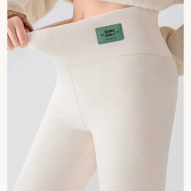 Plus Size Fleece Lined Leggings Women High Waisted Tights for Cold Winter Thermal Outdoor Wear Thick Ribbed Fashion Leggings