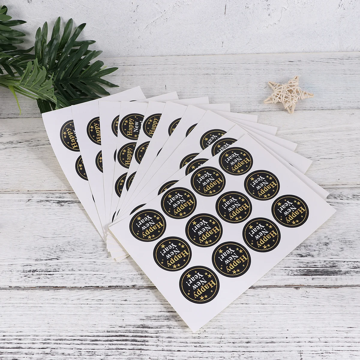 

New Year Sealing Stickers Round Black Adhesive Diy Cookie Bags Labels Baking Packaging Decals Happy New Year Stickers