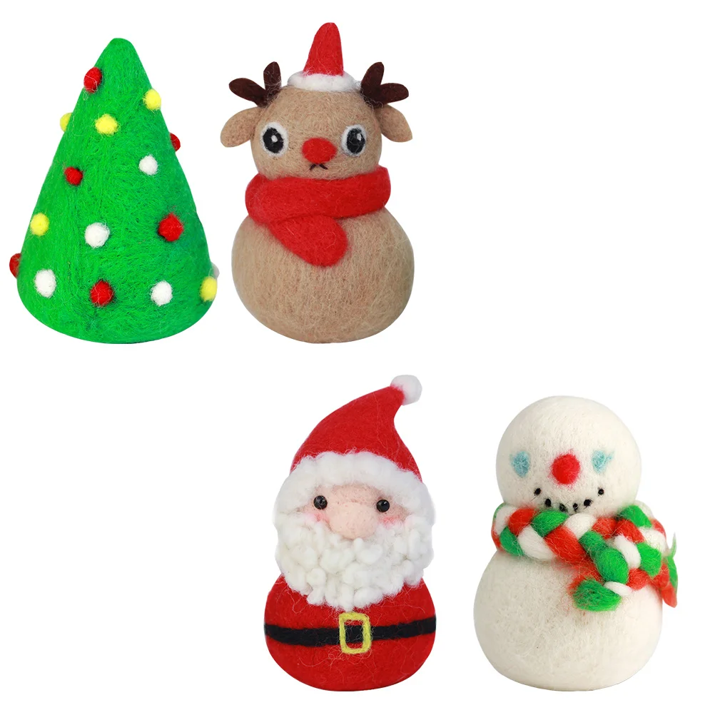 

4Sets Xmas Needle Felting Kits High Quality Wool Felt Starter Kit Easy DIY Crafts Wool Felting Supplies Christmas Craft Making
