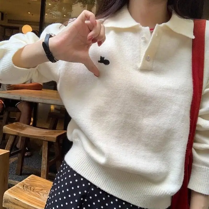 Frau Outdoor Top Kleidung Herbst Klassische Freizeit Täglich Strickwaren Pullover Neue Süße Nette Frische Kawaii Vielseitig Kurze Pendeln