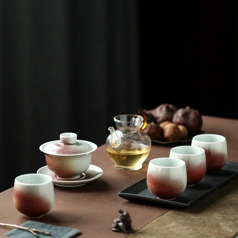 ★Mr. Qing Xi Red Kiln Changed to Gracked Glaze Series Sets Handmade Gaiwan Pitcher Master Cup Tea Cup