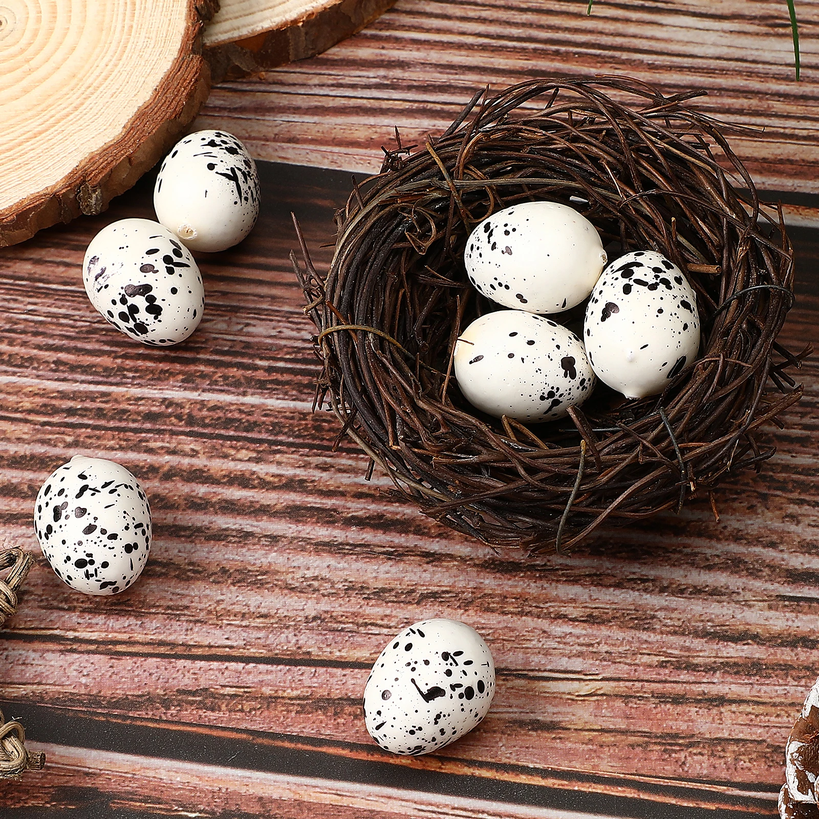 

50 pcs Simulation Bird Eggs Speckled Mini Artificial Easter Decor Craft Foam Ornaments for Kids Toys Photo Props