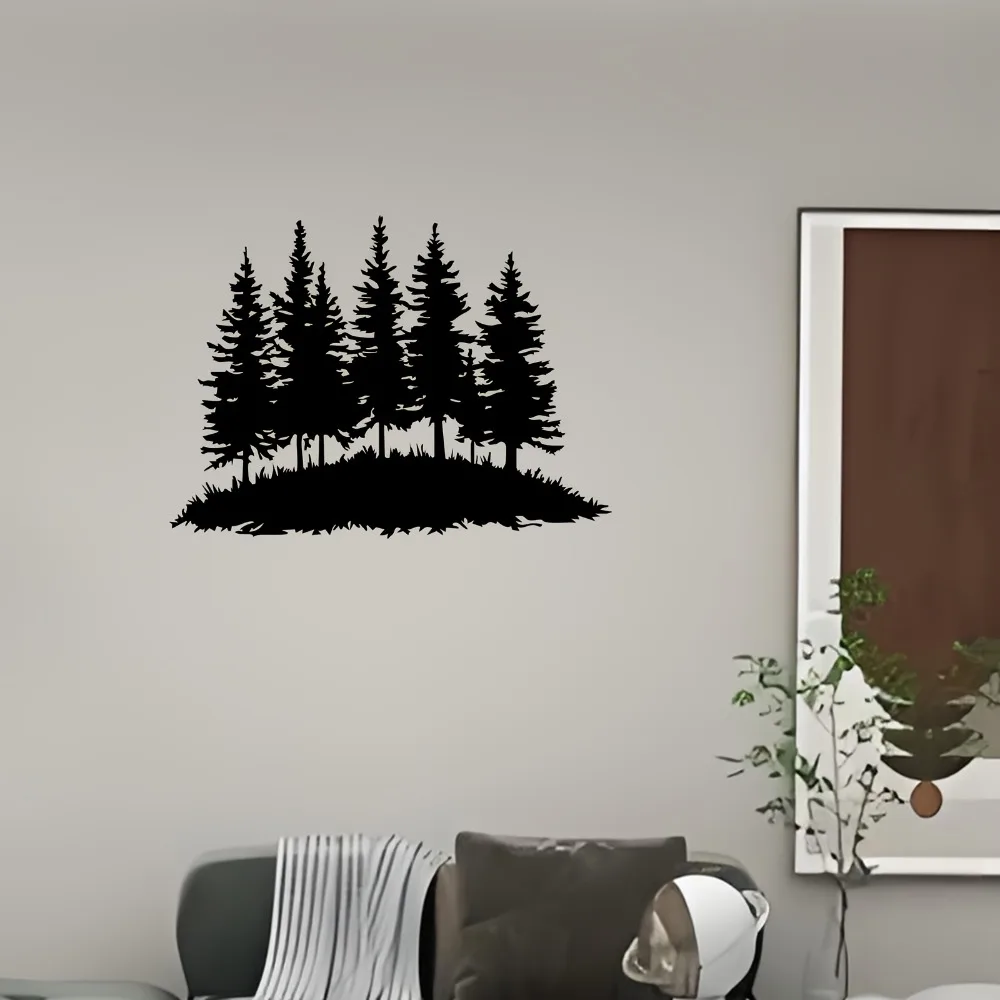 CIFBUY Pine Forest Metal Wall Art, Weather-Resistant Rustic Sculpture for Living Room & Garden Fence Decor