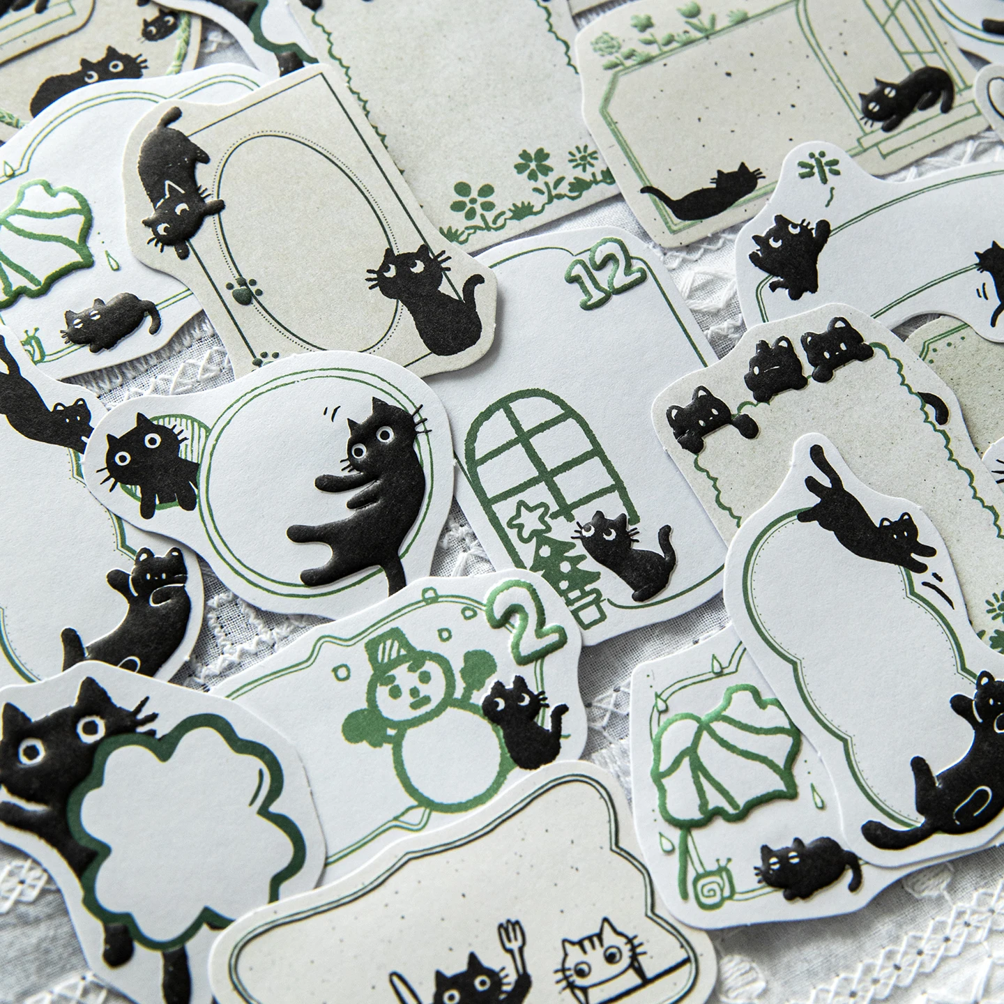 Black Cat 3D Relief Stickers, High-Quality, Instagram-Style, Cute Cartoon Animal Labels, Writable