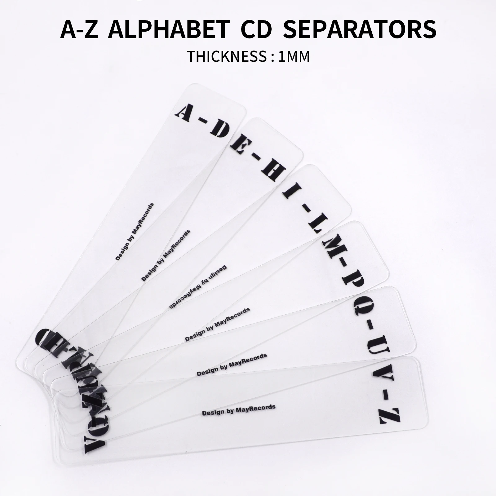 New 6Pcs CD Storage Dividers Transverse Vertical Transparent Acrylic Alphabet Index Cards CD Divider Alphabet Tab Classification