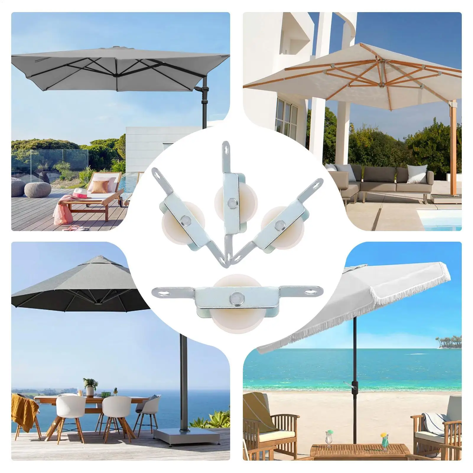 Patio Umbrella Pulley Bracket 4 Pieces Parasol Rope Sliding Bracket Replacement Parts For Balcony Courtyard Outdoor Pool