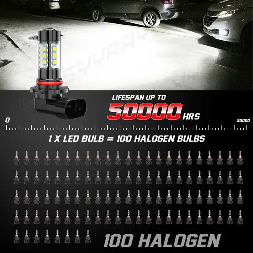 2PCS 9005 H10 9145 9006 HB4 LED Headlight Fog Light Bulb Kit High/Low Beam 6000K White High Power - Image 3