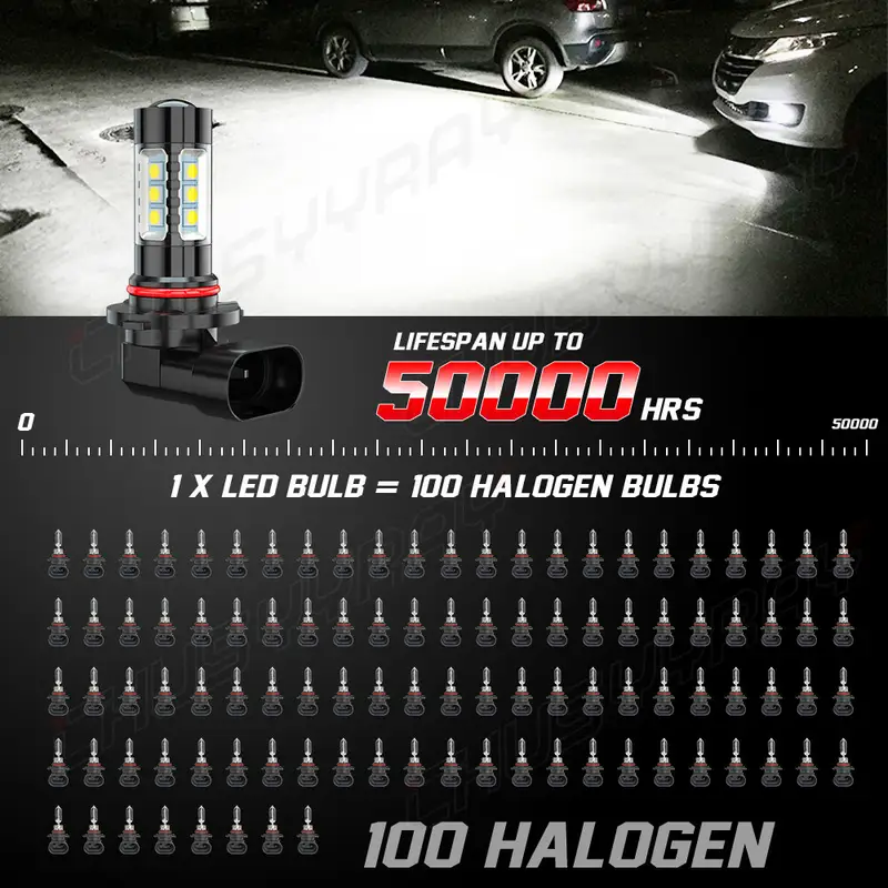 2PCS 9005 H10 9145 9006 HB4 LED Headlight Fog Light Bulb Kit High/Low Beam 6000K White High Power - Image 3