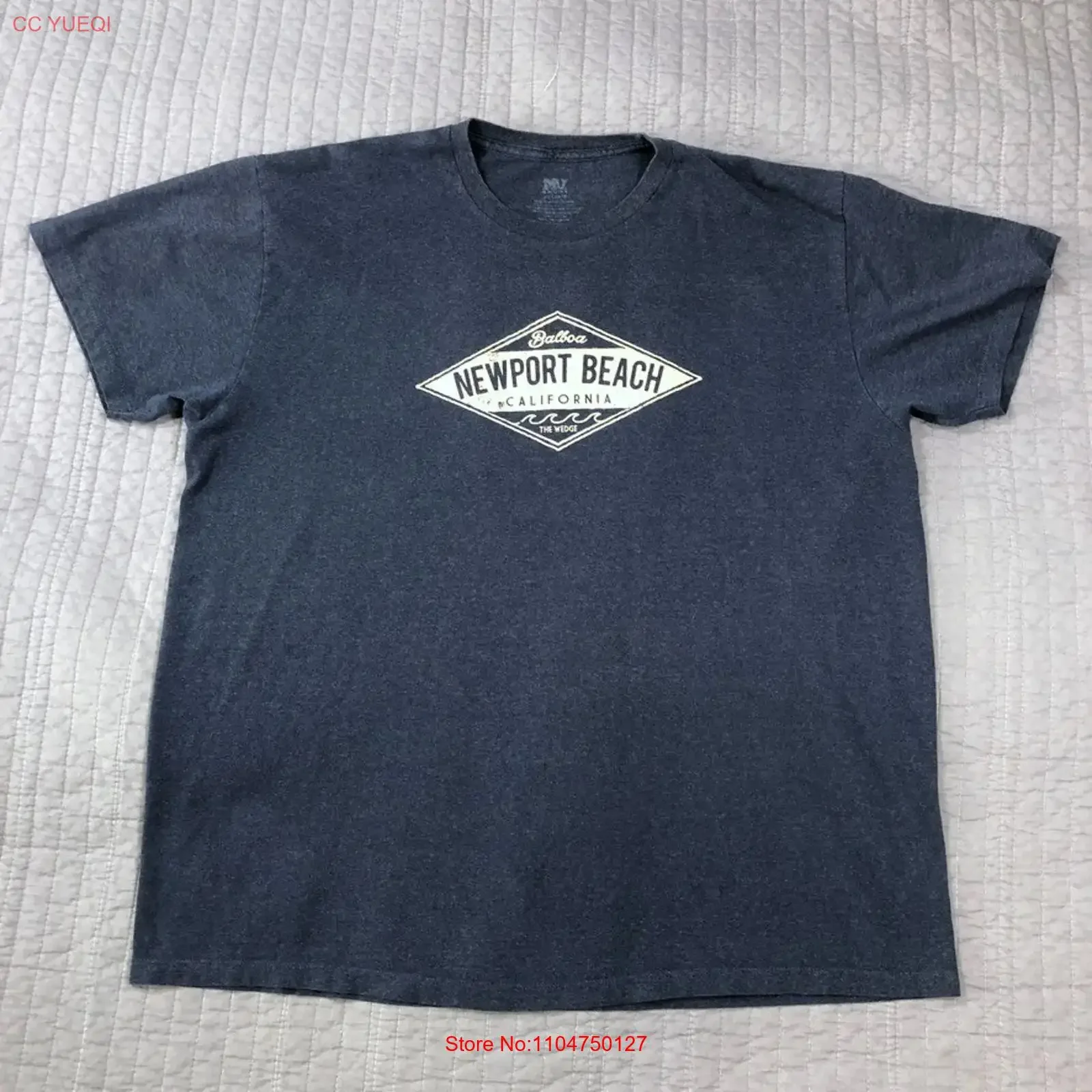 Newport California T Shirt Men 2XL Blue Balboa Beach MV Sport Distress vintage Washed Casual Unisex Slightly Versatile fashion