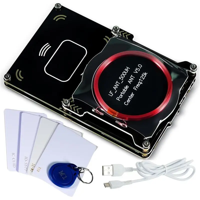 ABZZ-Proxmark3 RFID Card Reader Writer, With Integrated Antenna& Decryptor, Proxmark3 Easy V5.0 Memory IC ID Card Copier