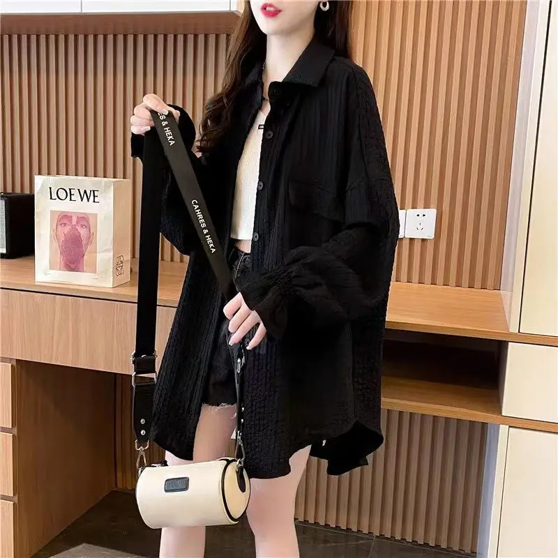 Oversized Fashion Women Clothing Loose Cardigan Spring Summer New Youth Korean Trend All-match Long Sleeve Shirt Sunscreen Coat