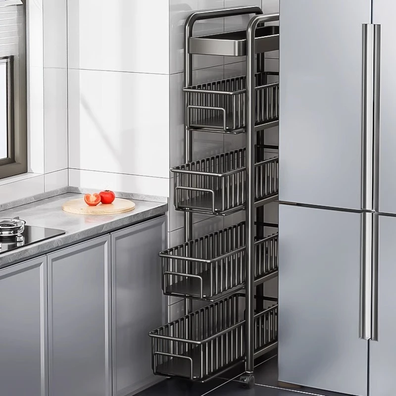 

5-уровневая узкая передвижная тележка для хранения, стеллаж для кухни с колесиками, органайзер для кладовой, полка для ванной комнаты и прачечной