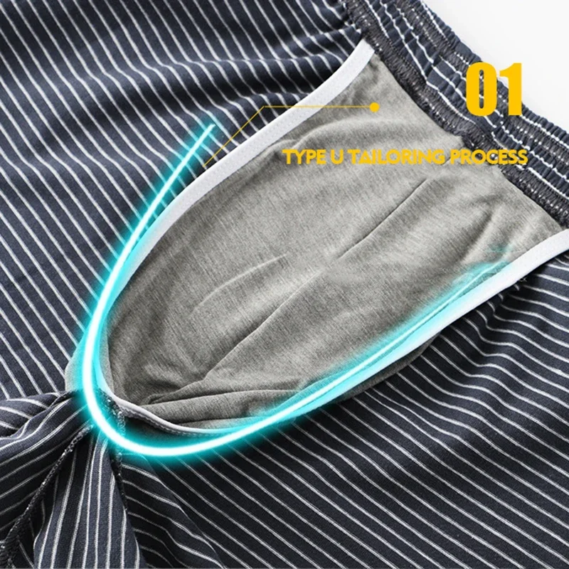 Men Shorts Stripe Arrow Homewear Striped Sleep Cotton Men’s Boxers Loose Underpants Underwear Comfortable Breathable Man Panties