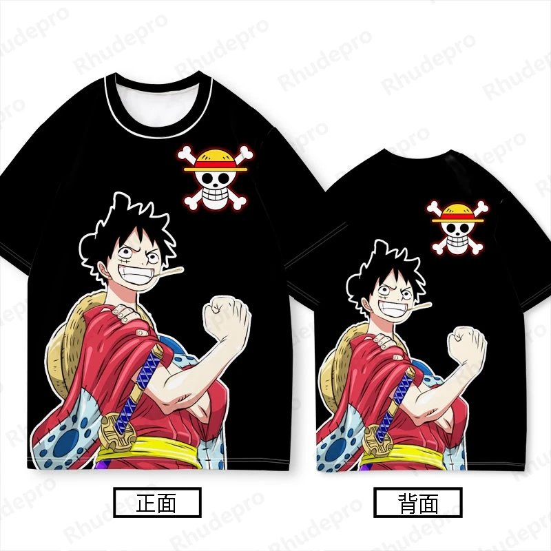 

One Piece Anime Co-branded T-shirt Men Short Sleeve Oversize Luffy Solon Tide All Matching T-shirt Boy Clothes Summer