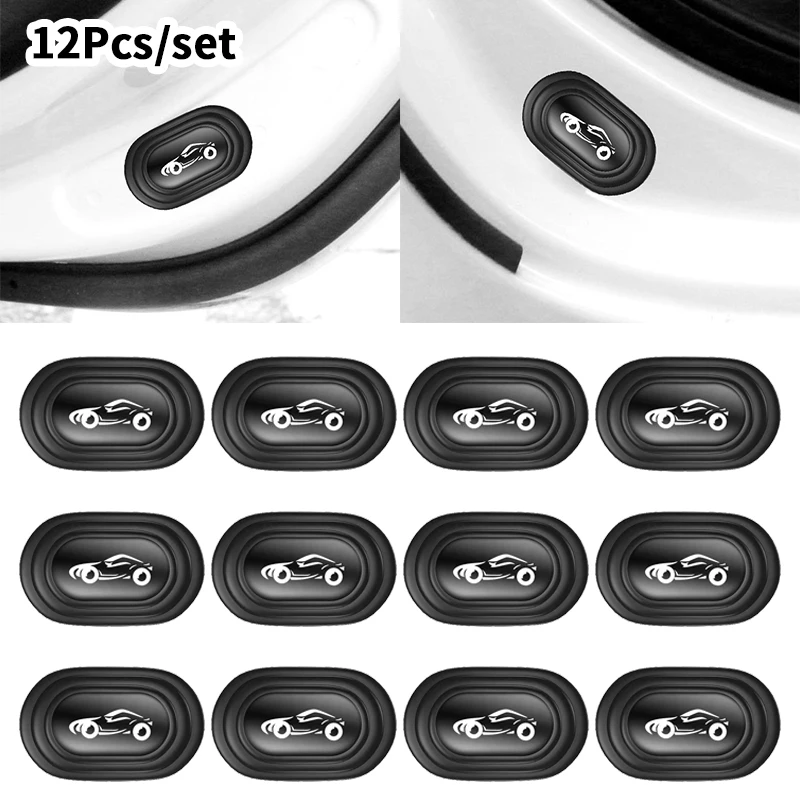

12Pcs Car Door Shock Absorber Pads – Anti-Collision Buffer Bumper, Sound Insulation Adhesive Gaskets