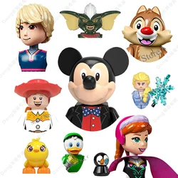 Disney-Mini blocs de construction de poupées de dessin animé pour enfants, Toy Story Toy Mouse, Winnie l'ourson, Frozen, Stitch, Donald Duck Doll Toy