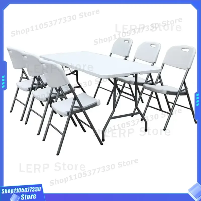 6ft Solid Steel Frame HDPE Folding Table Outdoor Dining Party Catering Rental Plastic Desktop Heavy Duty Event Banquet