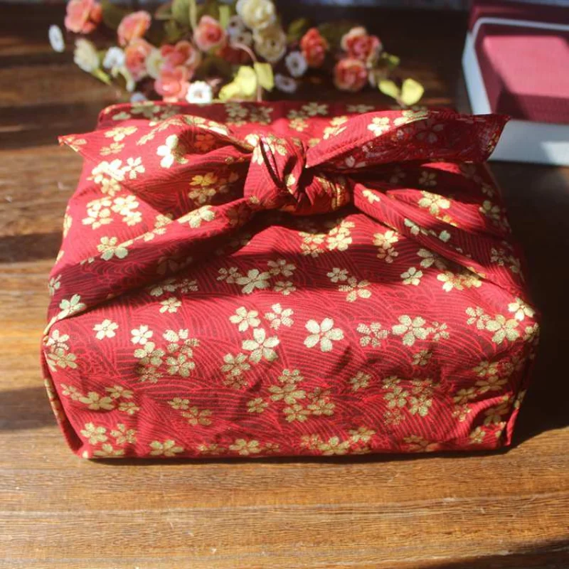 70x70cm Furoshiki Traditional Japanese Style Geisha Fan New Year Christmas Wrapping Cloth Flower Fabric for Gift Box Packaging