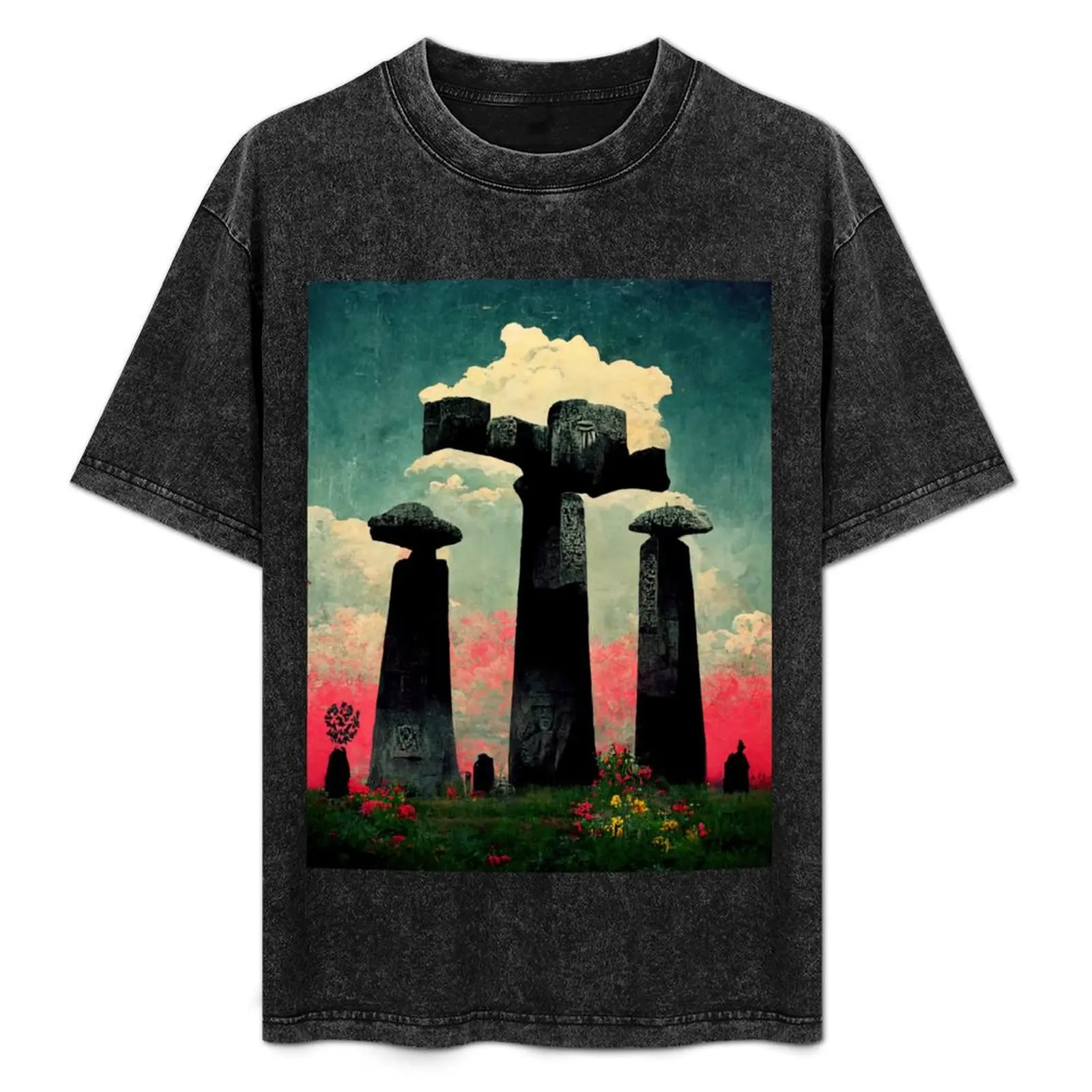 

Occult Floral Stonehenge : 2 T-Shirt Plus Size Everyday Tee Shirt