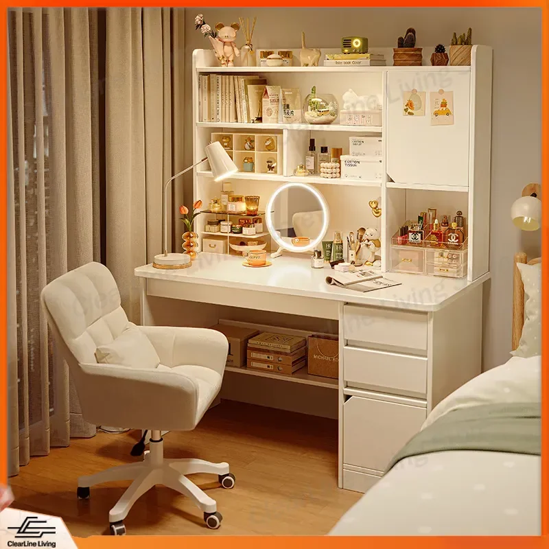 

Modern 2-in-1 Makeup Desk and Dresser with Storage Drawers Vanity Table for Bedroom Home Office Cosmetic Organizer Makeup