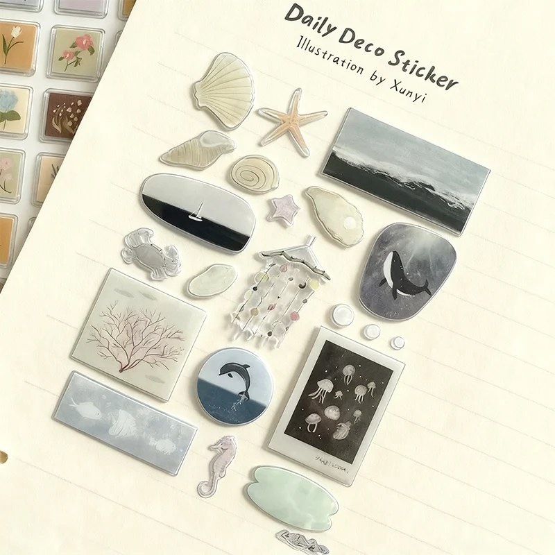 ثلاثية الأبعاد هلام ملصقات لطيف الكرتون المحيط العالم شفافة الراتنج هلام ذاتية اللصق DIY بها بنفسك الحالات الهاتف اللوحي سكرابوكينغ ديكور