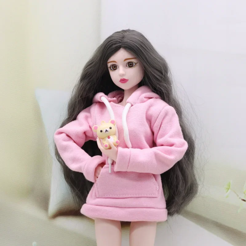60cm Doll\'s Clothes Accessories 1/3 Bjd Doll\'s Hoodie and Pleated Skirt Suit Girls Dress Up Toys Dollhouse Accessories