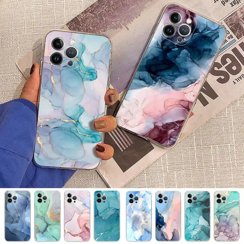 Painting Marble Phone Case Silicone Soft for iphone 14 13 12 11 Pro Mini XS MAX 8 7 6 Plus X XS XR Cover