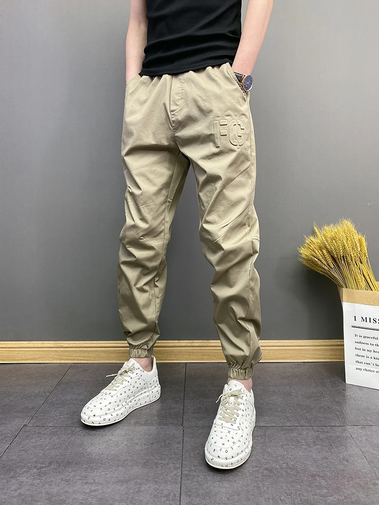 

Summer Thin Casual Pants Men's Color ular High-End Feeling Haome All-Match Cuffed Harlan Sports Pants