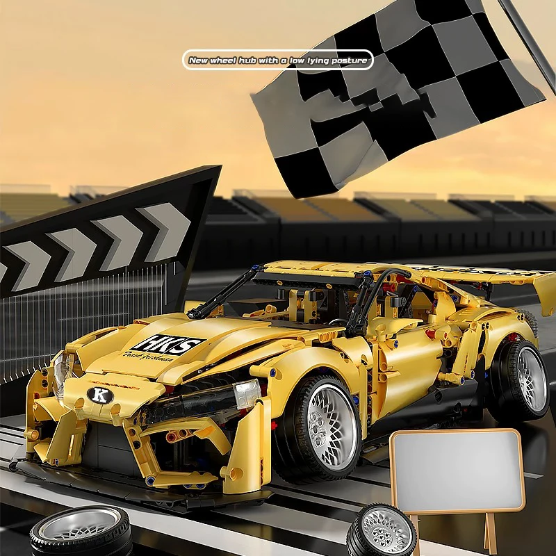 

1:10 city racing car model building blocks set, low-lying mechanical sports car model ornaments, creative MOC toy gift for boys