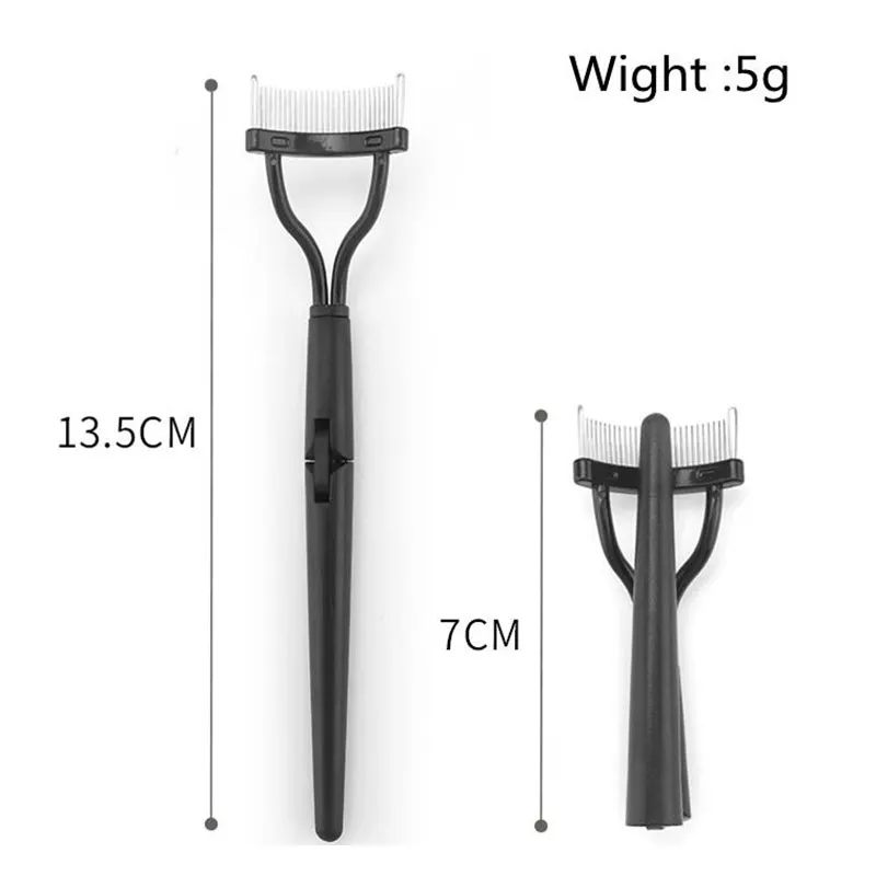 Foldable Eyelash Brush Comb Mascara Curl Lashes Separator Metal Stainless Teeth Straight Lash Curler Beauty Makeup Tool