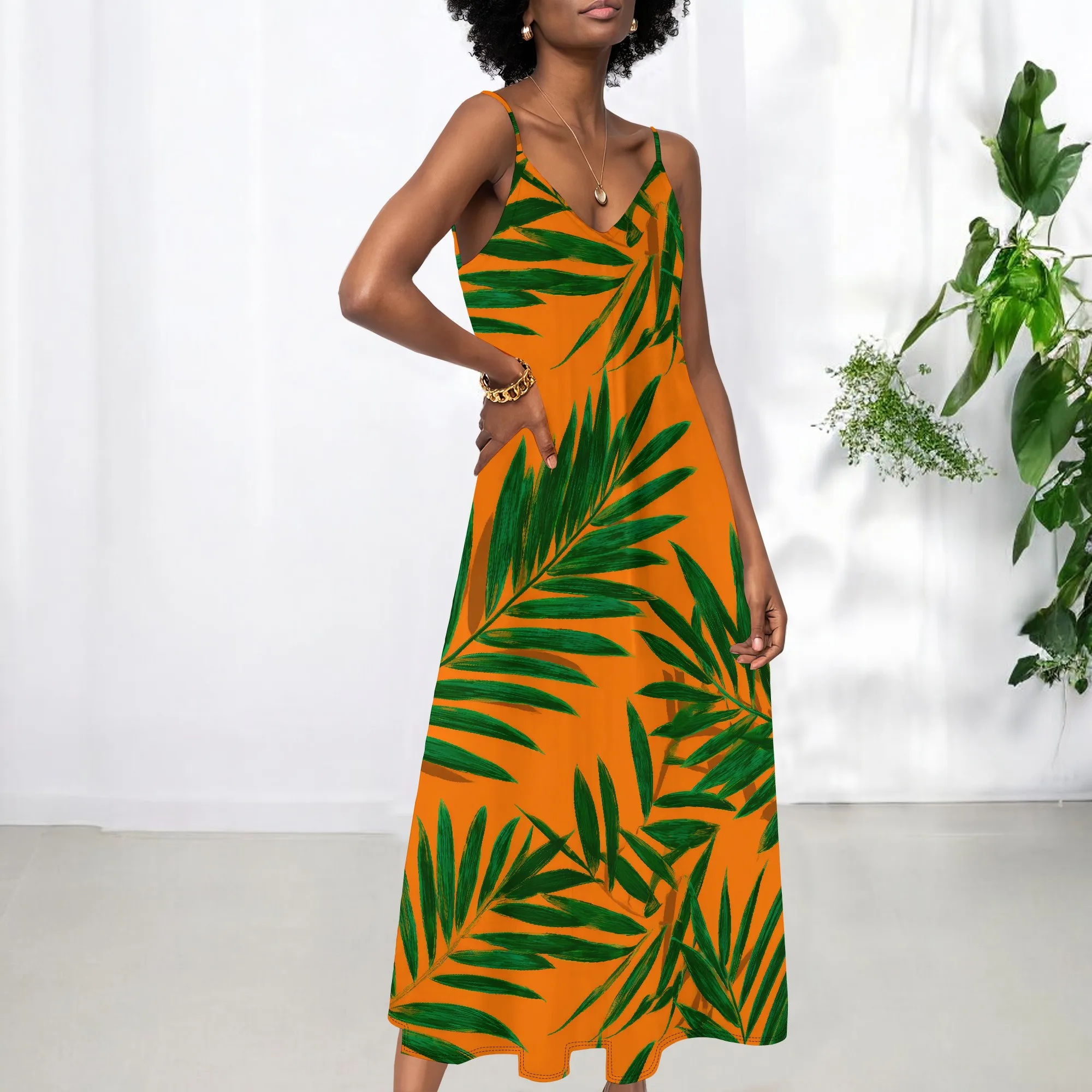 Women Floral Spaghetti Strap Sundress Casual Summer Long Maxi Dress Vneck Sexy Boho Dresses Trendy Beach Clothes 2025