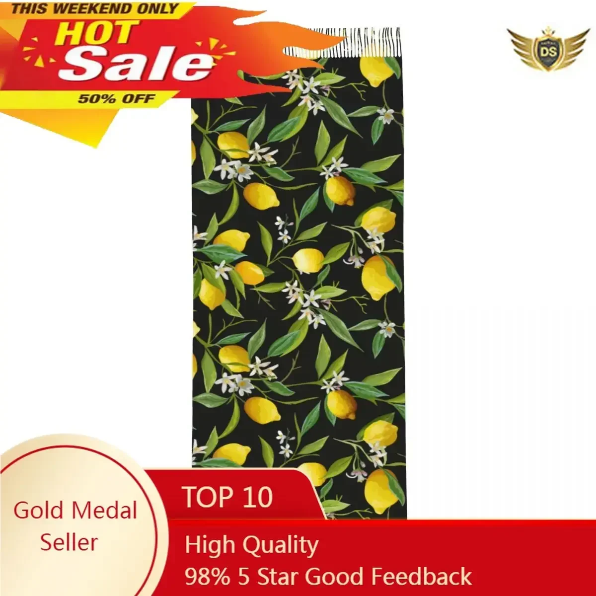 

Winter Scarf Women Thin Warm Shawl Wrap Lemon Fruits Floral And Leaf Tassel Lady Blanket Echarpe Bufanda Hijab
