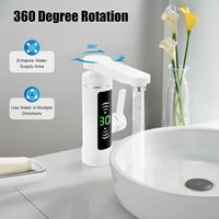 3KW Electric Tap Instantaneous Water Heater w/ LED Temperature Display 360° Rotating Stainless Steel Tap for Kitchen&Bathroom