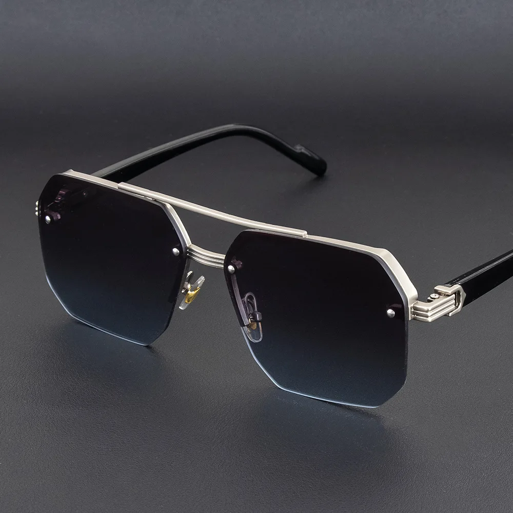 

Men's Metal Sunglasses Square Half Frame Rice Nails Casual Trend Personality Retro Fashion Outdoor Sports Eyeglasses