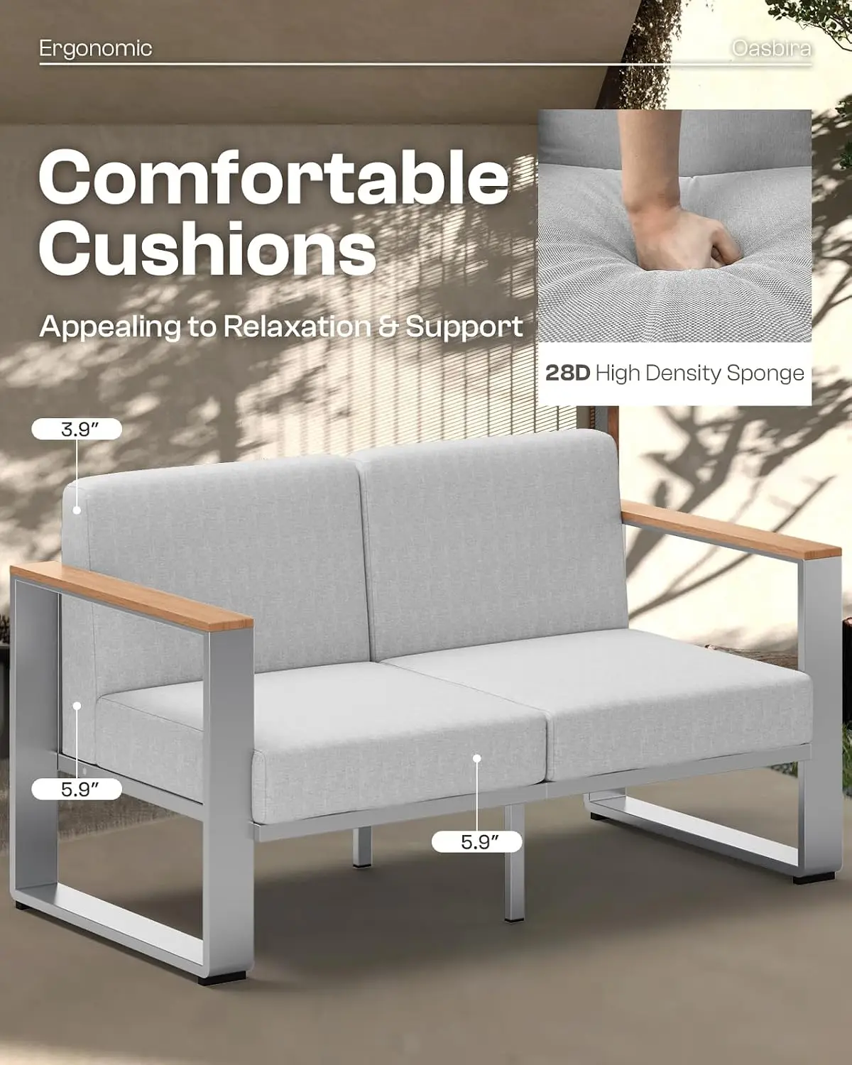 7 Seats Outdoor Patio Sectional Sofa Set with Ergonomic Cushions for Balcony Porch, Customized