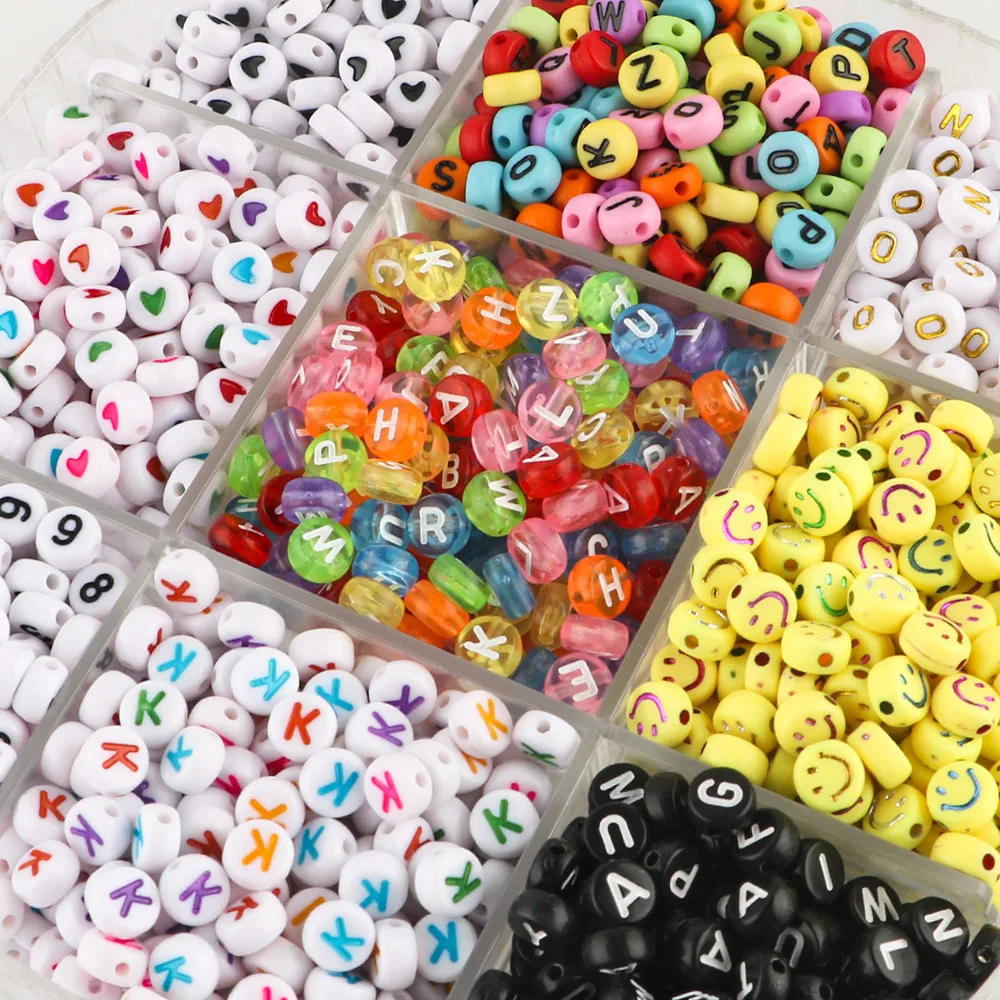 100-500pcs 7x4mm Letter Acrylic Beads Round Flat Alphabet Spacer Beads For Making Jewelry DIY Handmade Bracelets Accessories