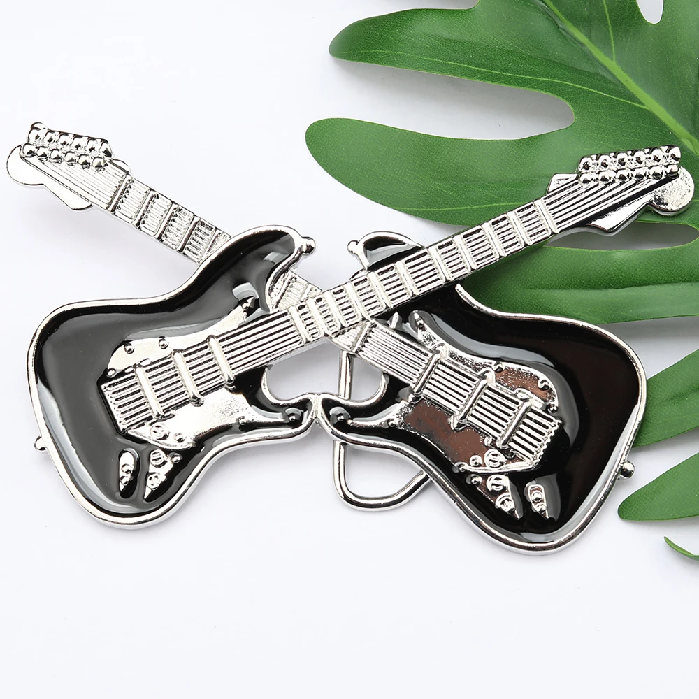 Zinc Alloy Double Guitar Belt Buckle Width 4cm