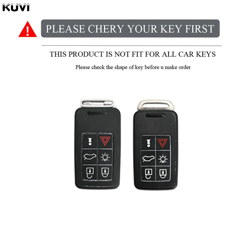 For Volvo S60L/XC60/S80L/V60/V40 Alloy Leather Smart Car Remote Key Case Cover Shell Protector Keychain Accessories