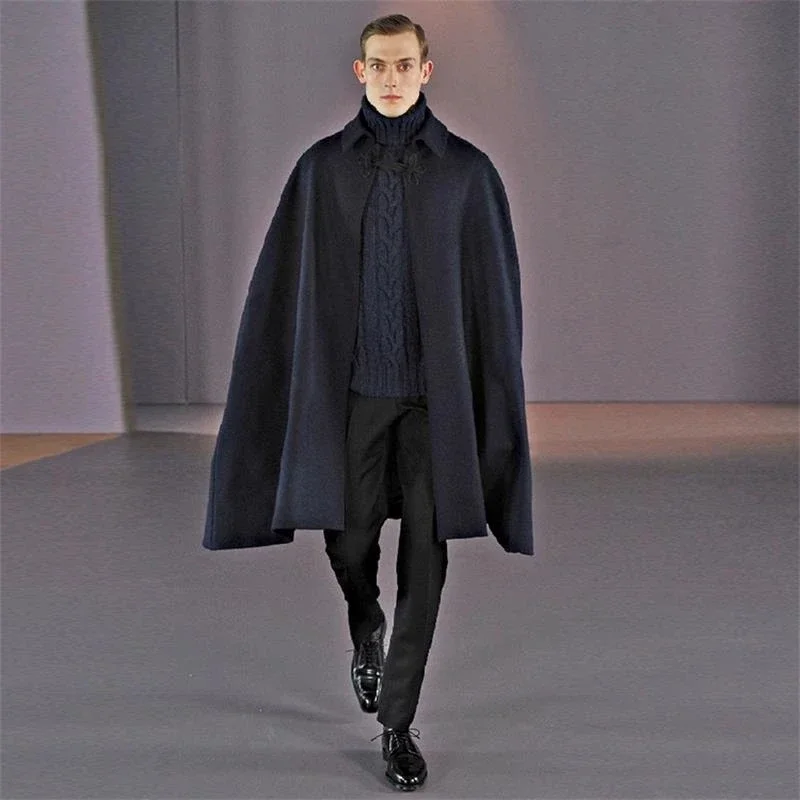 

Autumn And Winter Men's Woolen Coat Loose Custom Cape Cape British Gentleman's Woolen Coat